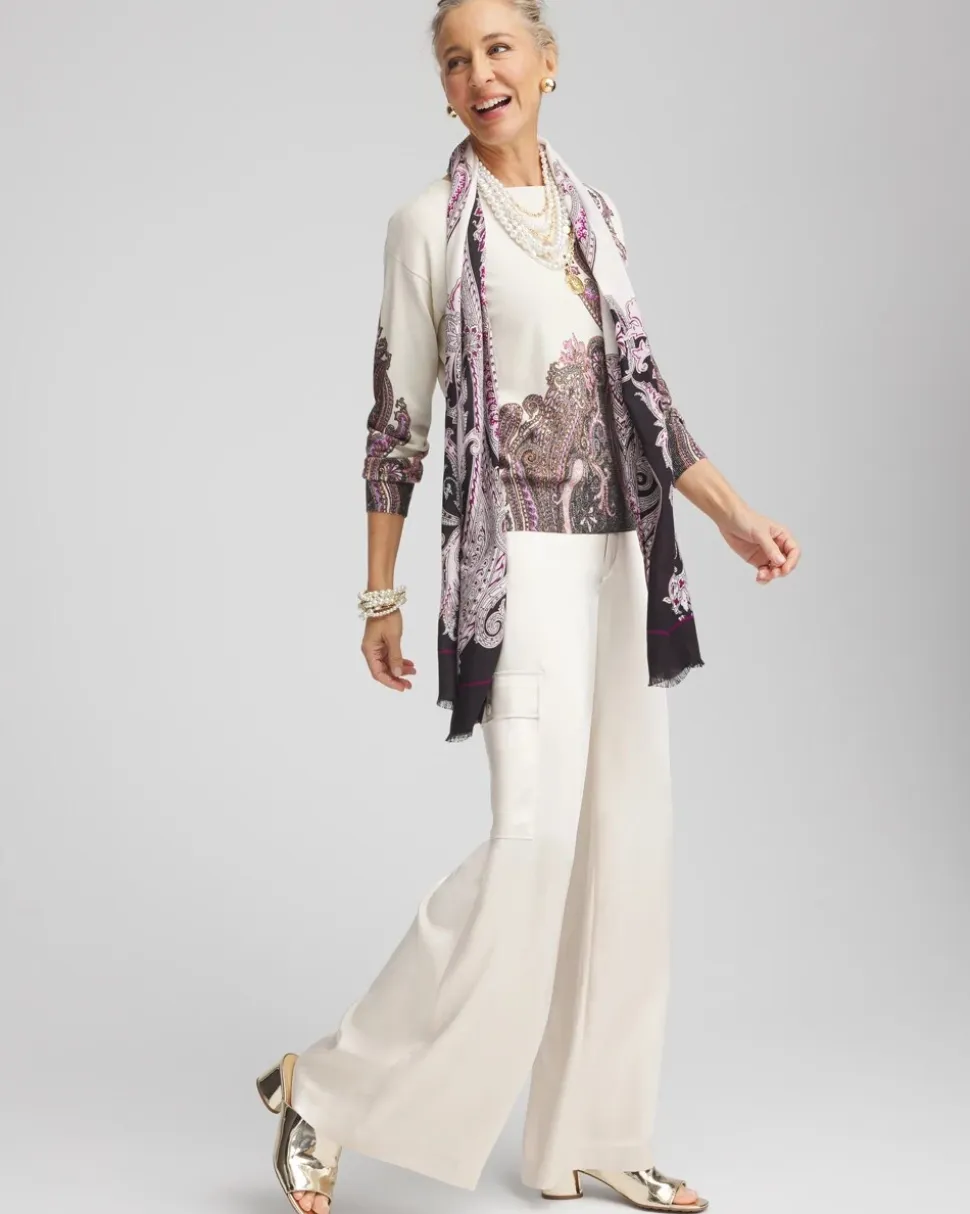 Metallic Paisley Pullover Sweater