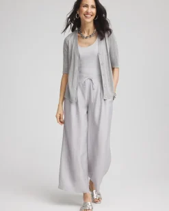 Metallic Ribbed Button-Up Cardigan