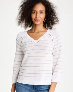 Metallic Striped Pullover Sweater