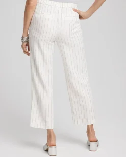 Metallic Striped Straight Cropped Pants
