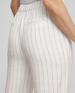 Metallic Striped Straight Cropped Pants