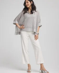 Metallic Striped Straight Cropped Pants