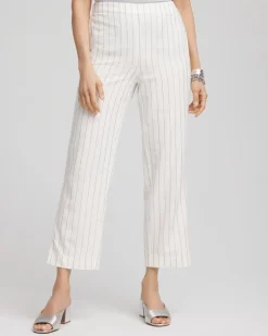 Metallic Striped Straight Cropped Pants