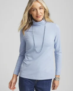 Metallic Stripe Mock Neck Tee