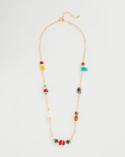 Mixed-Media Long Beaded Necklace