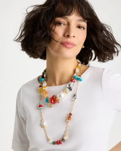 Mixed-Media Long Beaded Necklace