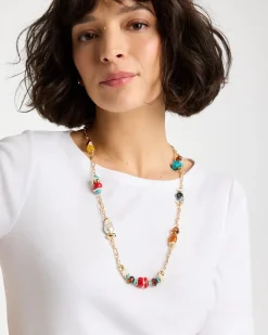 Mixed-Media Long Beaded Necklace