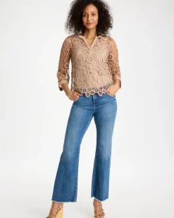 Mixed-Media Medallion Lace Top