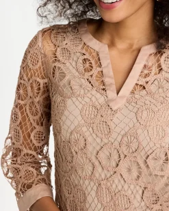 Mixed-Media Medallion Lace Top
