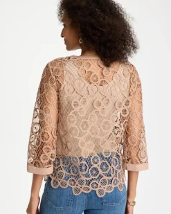 Mixed-Media Medallion Lace Top