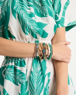 Mixed Metal Beaded Stretch Bracelet
