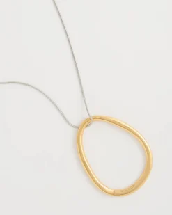 Mixed Metal Circle Pendant Necklace