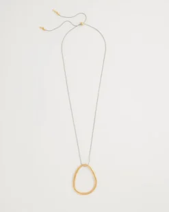 Mixed Metal Circle Pendant Necklace