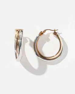 Mixed Metal Double Hoops