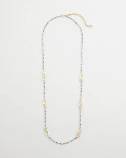 Mixed Metal Link Long Necklace