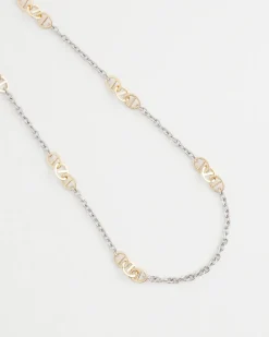 Mixed Metal Link Long Necklace