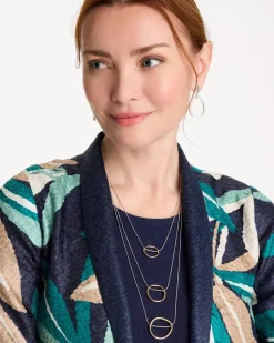 Mixed Metal Triple Circle Pendant Necklace