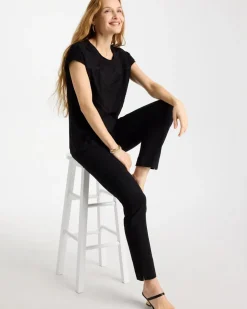 Monochrome Embroidered Cap-Sleeve Tee