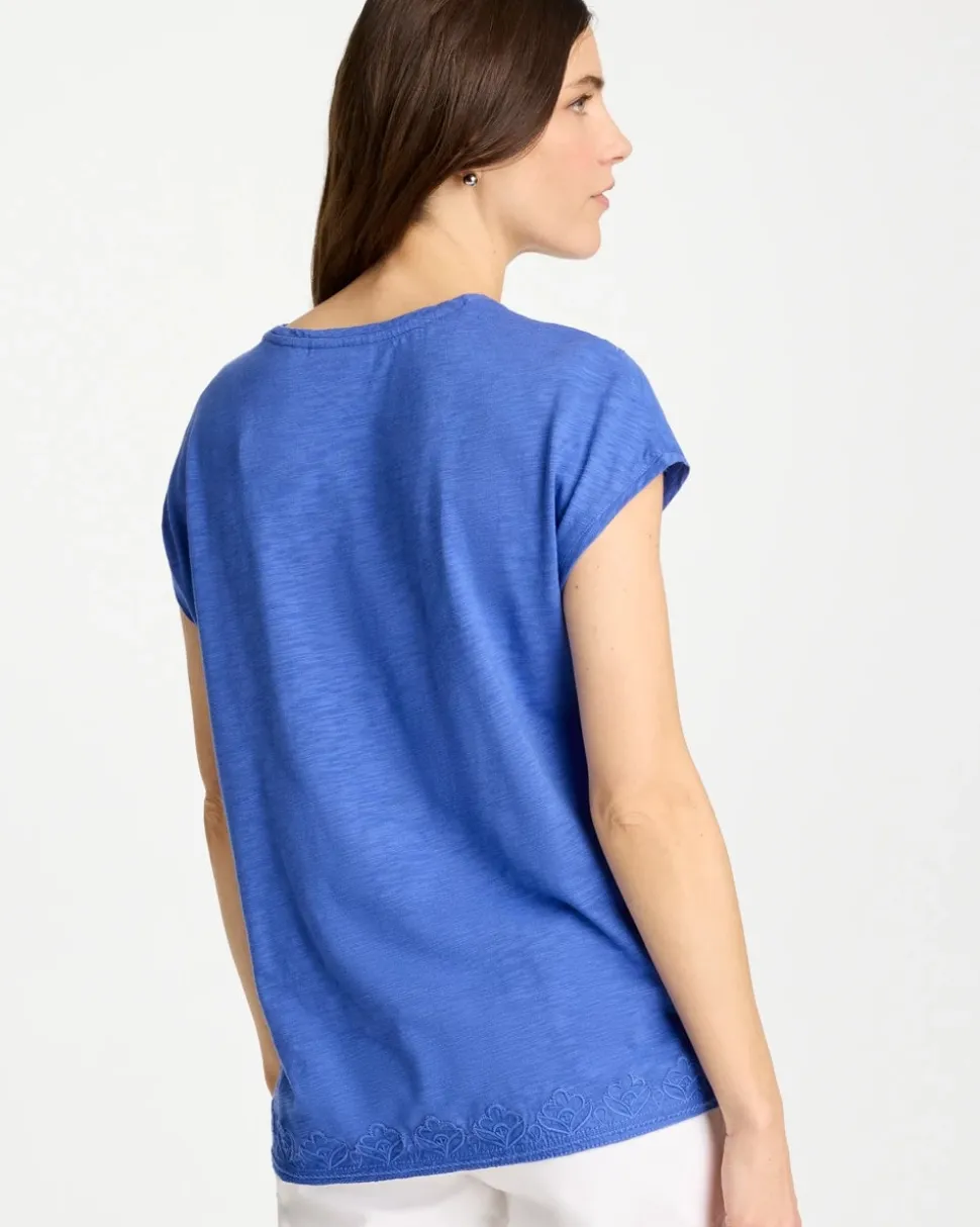 Monochrome Embroidered Cap-Sleeve Tee