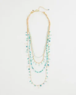 Multi-Strand Aqua Layering Necklace
