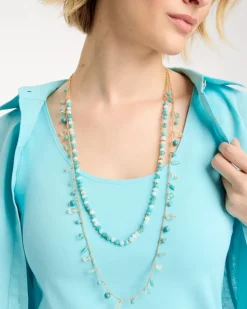 Multi-Strand Aqua Layering Necklace