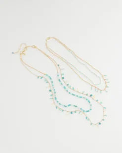 Multi-Strand Aqua Layering Necklace
