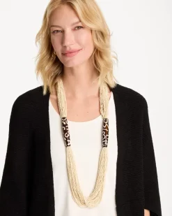 Neutral Beaded Animal Print Necklace