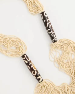 Neutral Beaded Animal Print Necklace