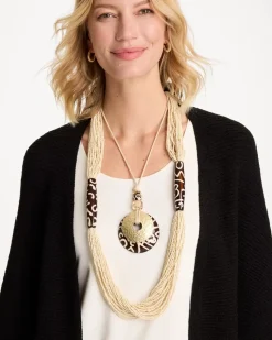Neutral Beaded Animal Print Necklace