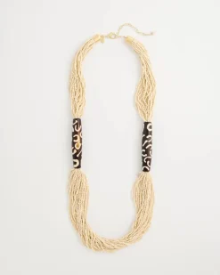 Neutral Beaded Animal Print Necklace