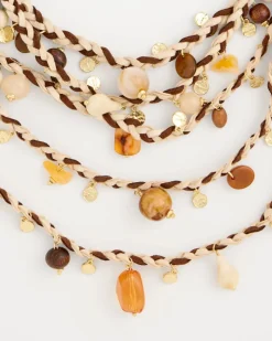 Neutral Beaded Layered Braided Necklace