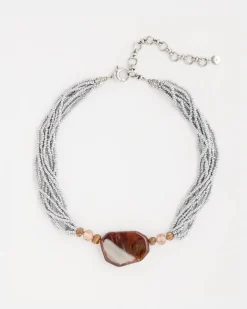 Neutral Beaded Pendant Necklace
