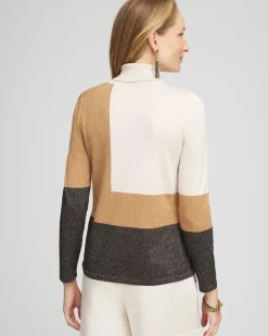 Neutral Colorblock Turtleneck Sweater