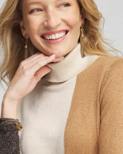 Neutral Colorblock Turtleneck Sweater