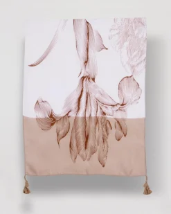 Neutral Floral Tassel Oblong Scarf