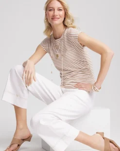 Neutral Striped Cap Sleeve Dolman Tee