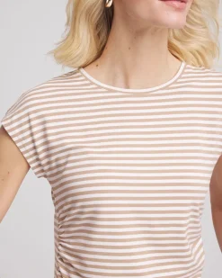 Neutral Striped Cap Sleeve Dolman Tee