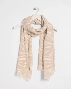 Neutral Zebra Jacquard Oblong Scarf