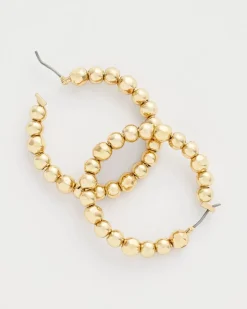 No Droop® Golden Beaded Hoop Earrings