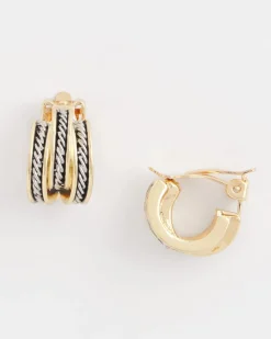 No Droop™ Mixed-Metal Clip-On Hoop Earrings