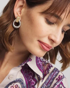 No Droop™ Mixed-Metal Teardrop Clip-On Earrings