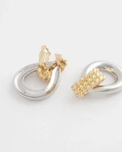 No Droop™ Mixed-Metal Teardrop Clip-On Earrings