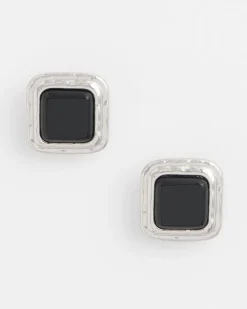 No Droop™ Onyx Square Clip-On Earrings