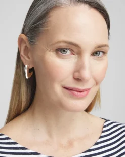 No Droop® Silver Tone Mini Hoops