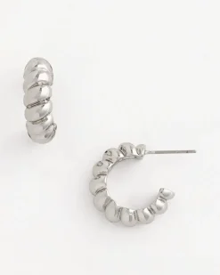 No Droop® Silvertone Twisted Hoop Earrings