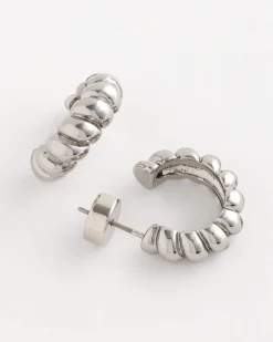 No Droop® Silvertone Twisted Hoop Earrings