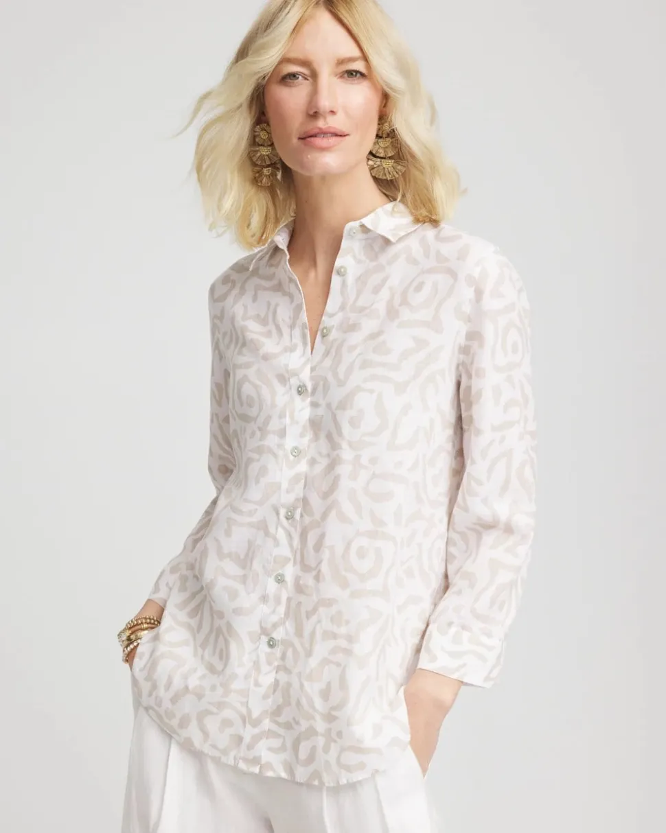 No Iron™ Animal Print Linen Shirt