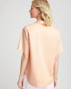 No Iron™ Embroidered Floral Short-Sleeve Shirt