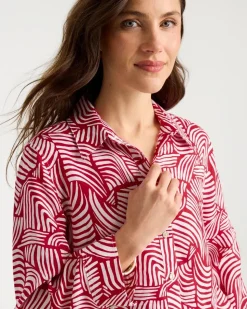 No Iron™ Linen Geo Print Shirt