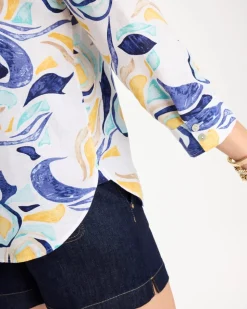 No Iron™ Linen Handpainted Print Shirt